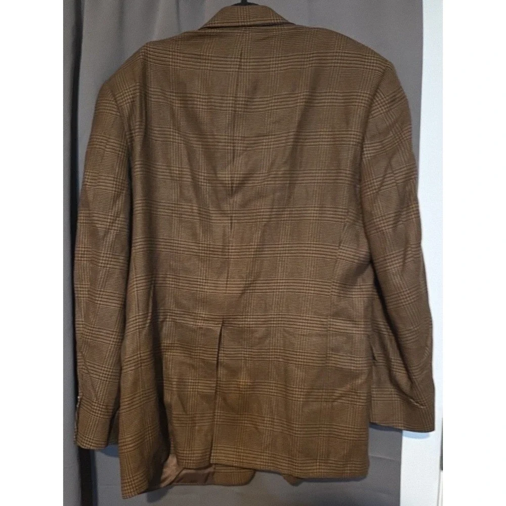 Hart Schaffner Marx Brown Blazer, Men's 42L‎ Plaid Sport Coat, Two Button, Tweed